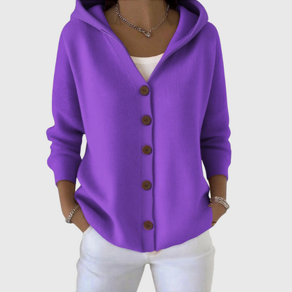Olive | Hooded Button Front Knit Cardigan