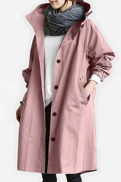 Tina | Hooded Oversized Longline Button Up Raincoat