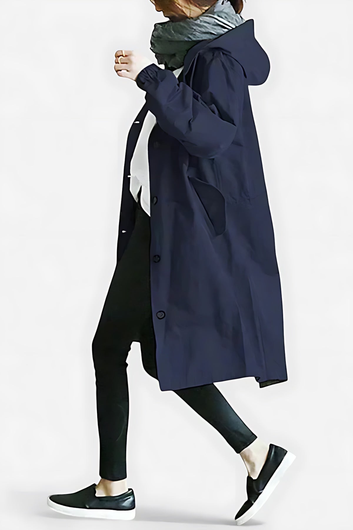 Tina | Hooded Oversized Longline Button Up Raincoat