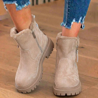 Gretchen | Fur Trim Faux Suede Chunky Lug Sole Winter Ankle Boots