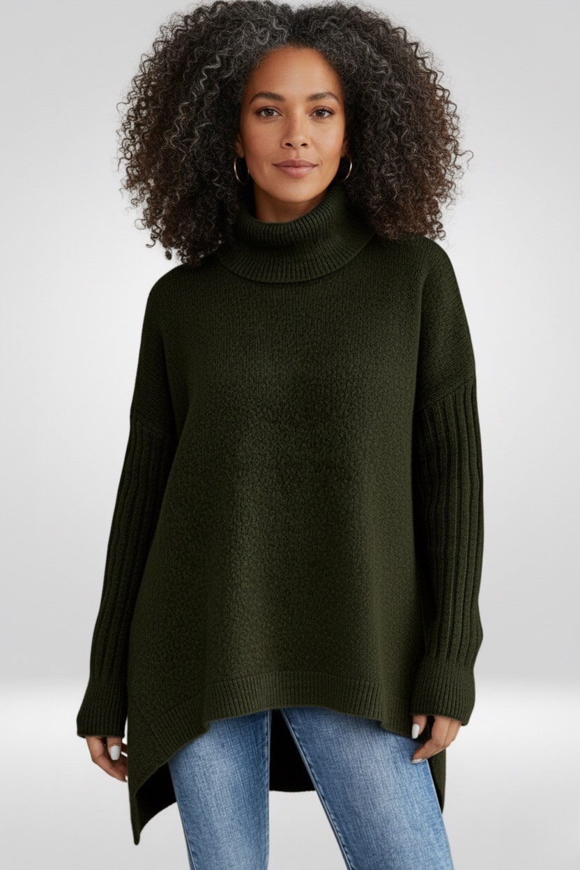 Romilly | Roll Neck Asymmetric Hem Oversized Jumper