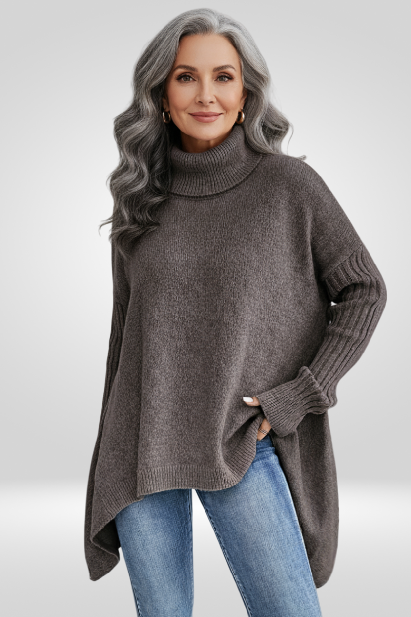 Romilly | Roll Neck Asymmetric Hem Oversized Jumper