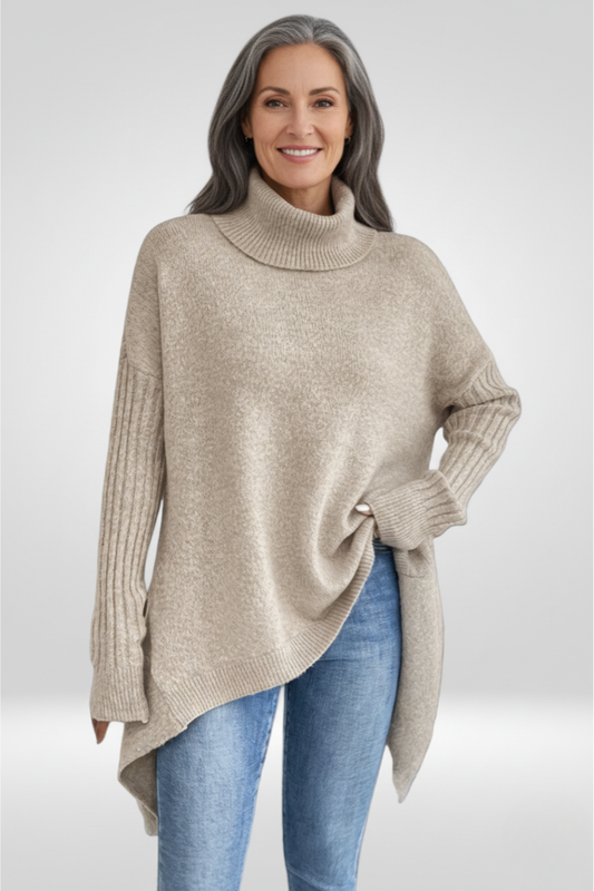 Romilly | Roll Neck Asymmetric Hem Oversized Jumper
