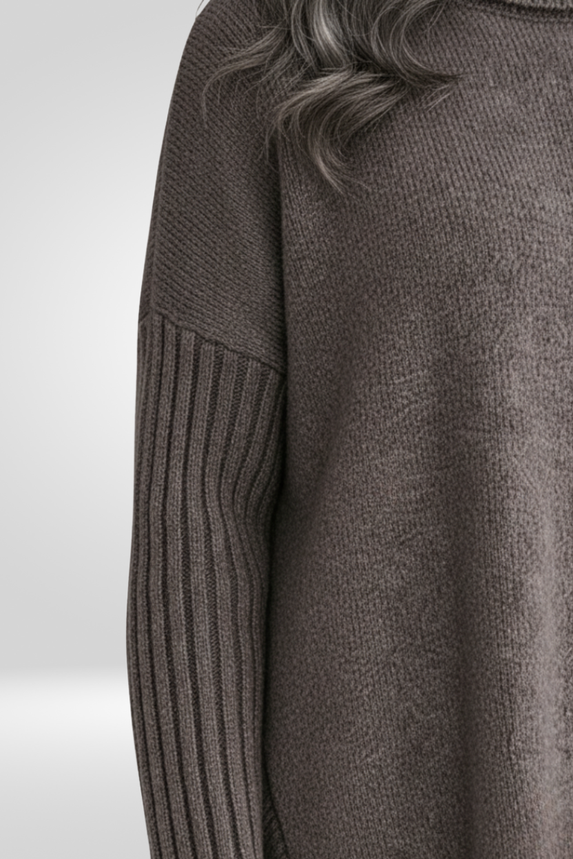 Romilly | Roll Neck Asymmetric Hem Oversized Jumper