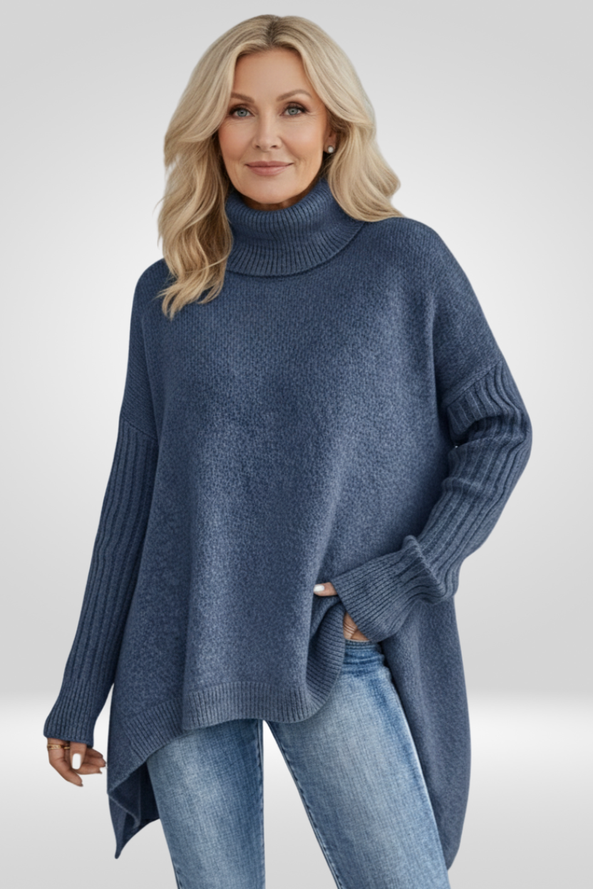 Romilly | Roll Neck Asymmetric Hem Oversized Jumper