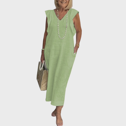 Rosalinda | V-Neck Sleeveless Pocket Maxi Dress