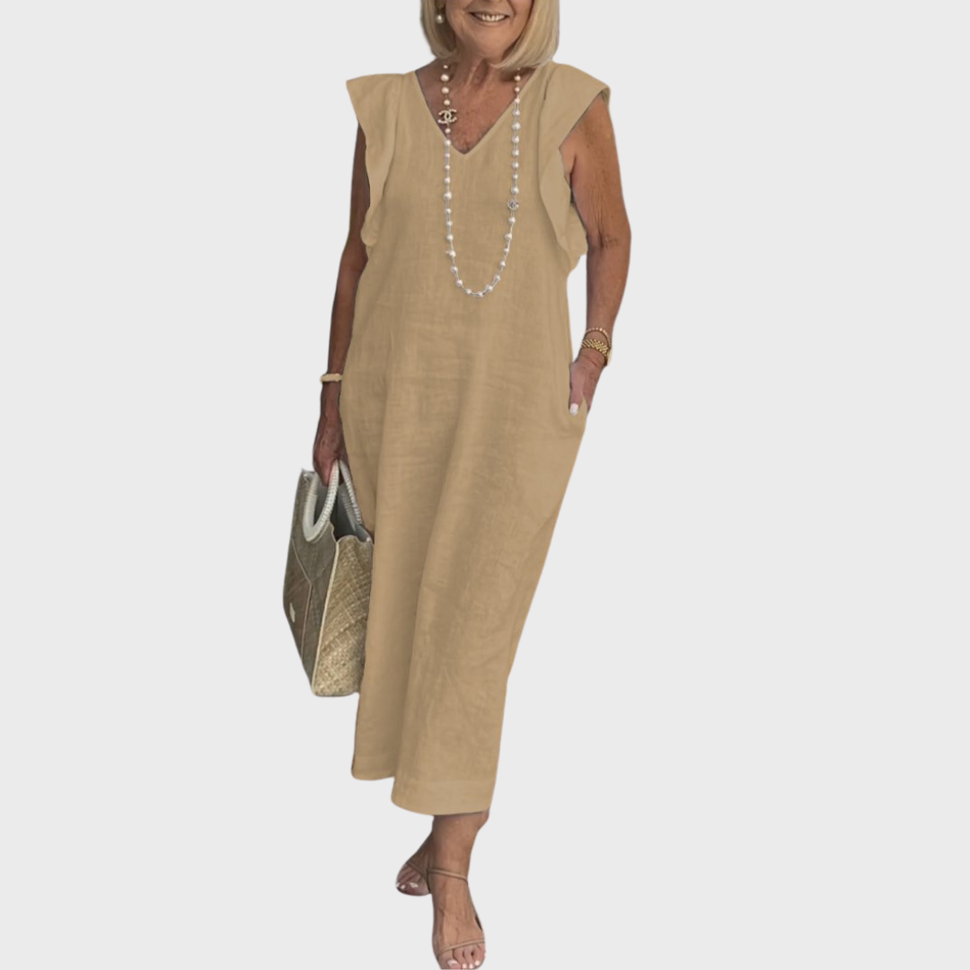 Rosalinda | V-Neck Sleeveless Pocket Maxi Dress