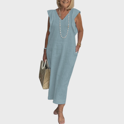Rosalinda | V-Neck Sleeveless Pocket Maxi Dress