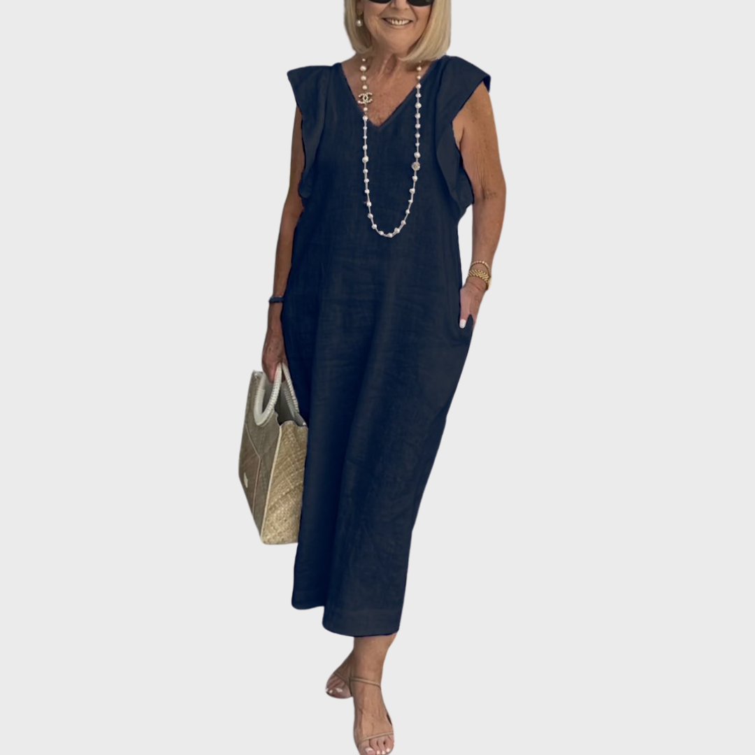 Rosalinda | V-Neck Sleeveless Pocket Maxi Dress