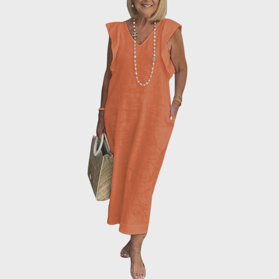 Rosalinda | V-Neck Sleeveless Pocket Maxi Dress
