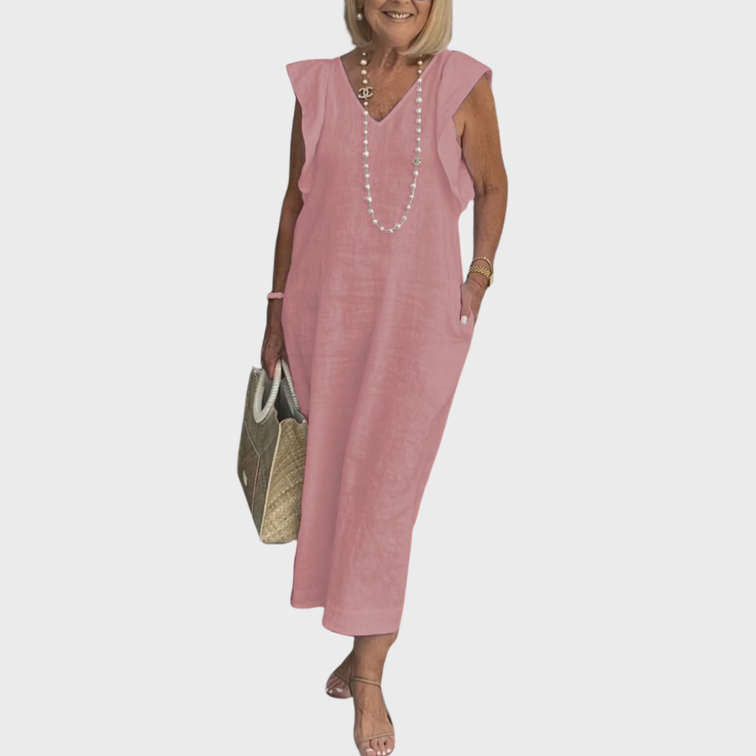 Rosalinda | V-Neck Sleeveless Pocket Maxi Dress