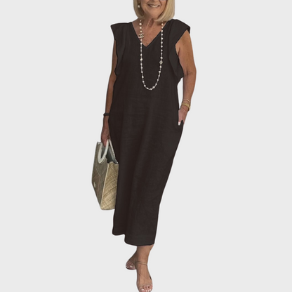 Rosalinda | V-Neck Sleeveless Pocket Maxi Dress