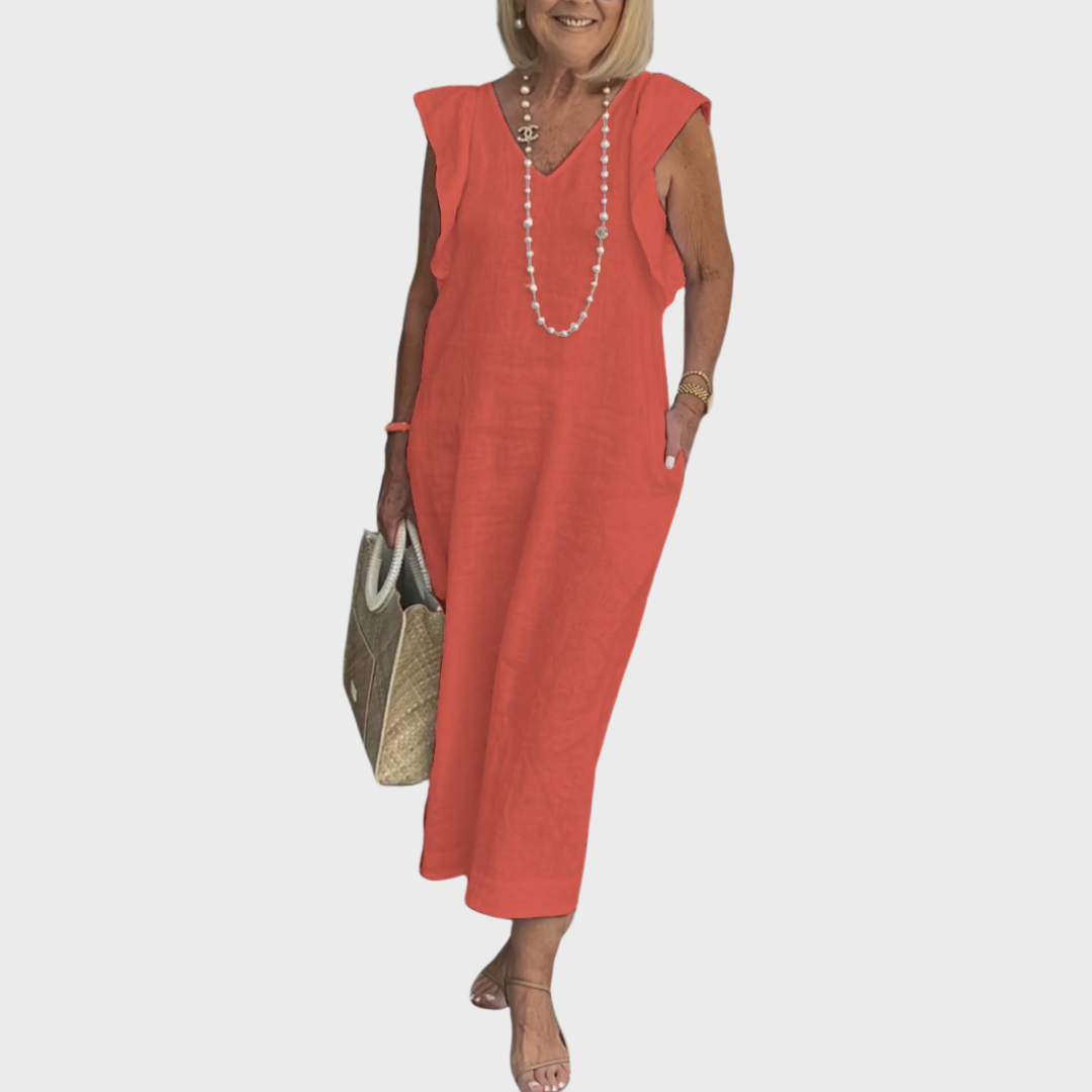Rosalinda | V-Neck Sleeveless Pocket Maxi Dress