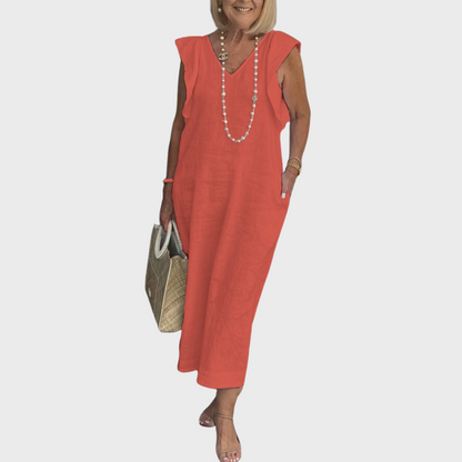 Rosalinda | V-Neck Sleeveless Pocket Maxi Dress