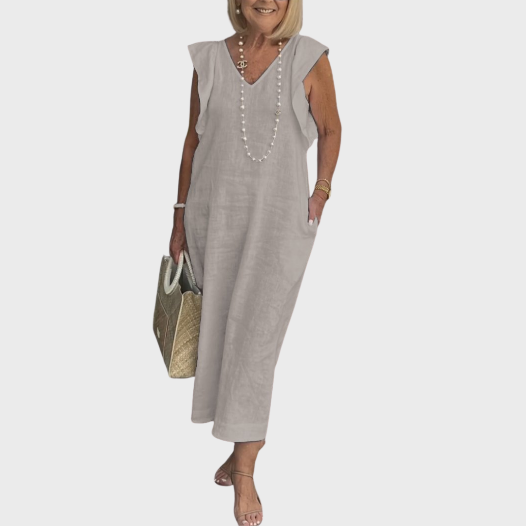 Rosalinda | V-Neck Sleeveless Pocket Maxi Dress