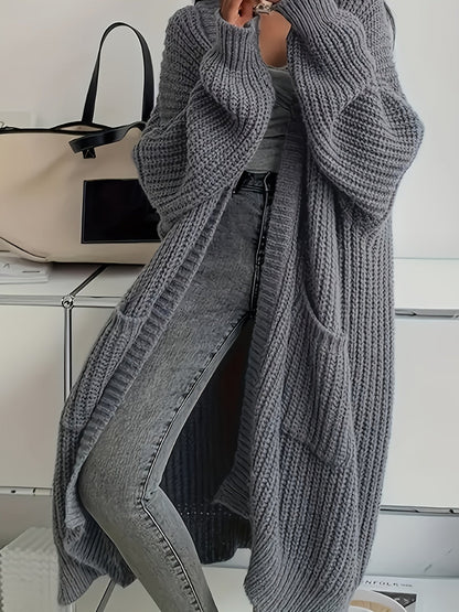 Rowena | Longline Open Front Ribbed Knit Cardigan
