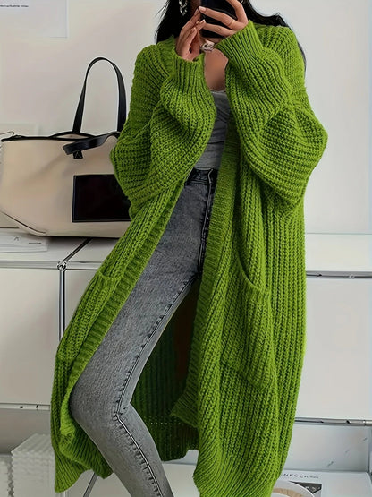 Rowena | Longline Open Front Ribbed Knit Cardigan