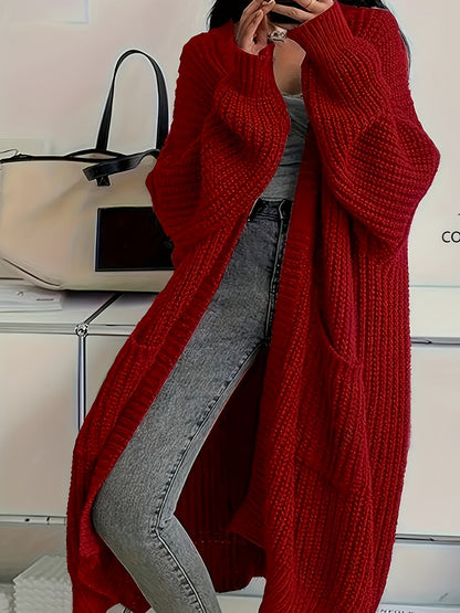 Rowena | Longline Open Front Ribbed Knit Cardigan