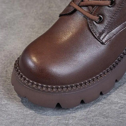 Oakley | Lace-Up Leather Ankle Boots with Arch Support and Lug Sole
