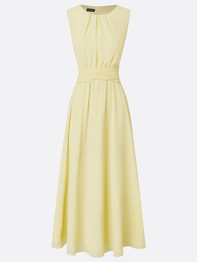 Charlotte | Wedding Guest Sleeveless A-Line Maxi Dress with Ruched Waist
