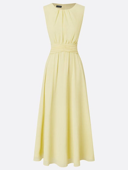 Charlotte | Wedding Guest Sleeveless A-Line Maxi Dress with Ruched Waist