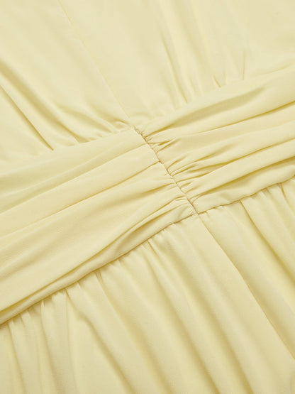 Charlotte | Wedding Guest Sleeveless A-Line Maxi Dress with Ruched Waist