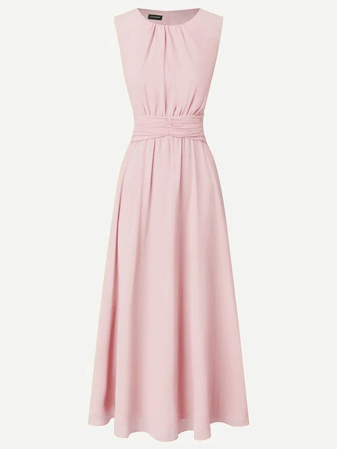 Charlotte | Wedding Guest Sleeveless A-Line Maxi Dress with Ruched Waist