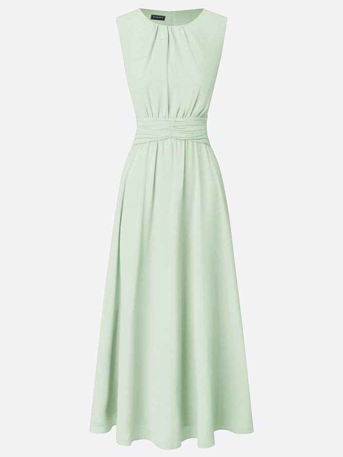 Charlotte | Wedding Guest Sleeveless A-Line Maxi Dress with Ruched Waist