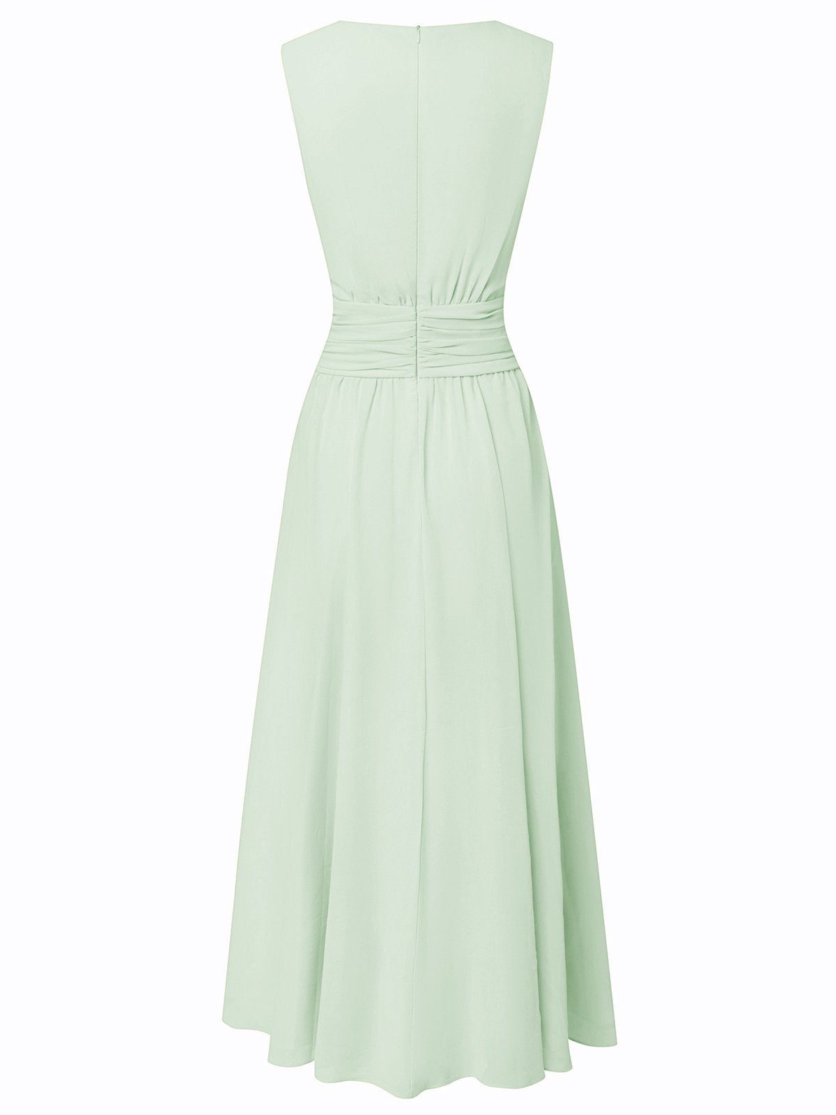 Charlotte | Wedding Guest Sleeveless A-Line Maxi Dress with Ruched Waist