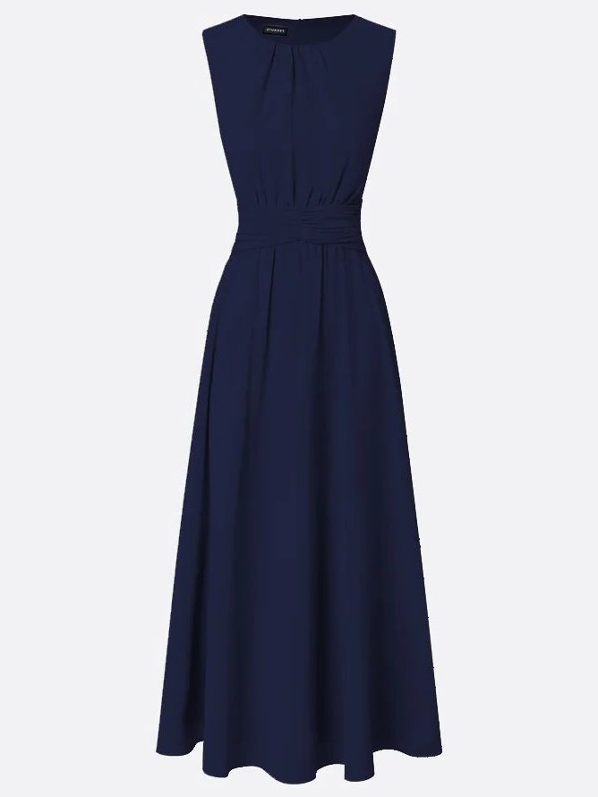 Charlotte | Wedding Guest Sleeveless A-Line Maxi Dress with Ruched Waist