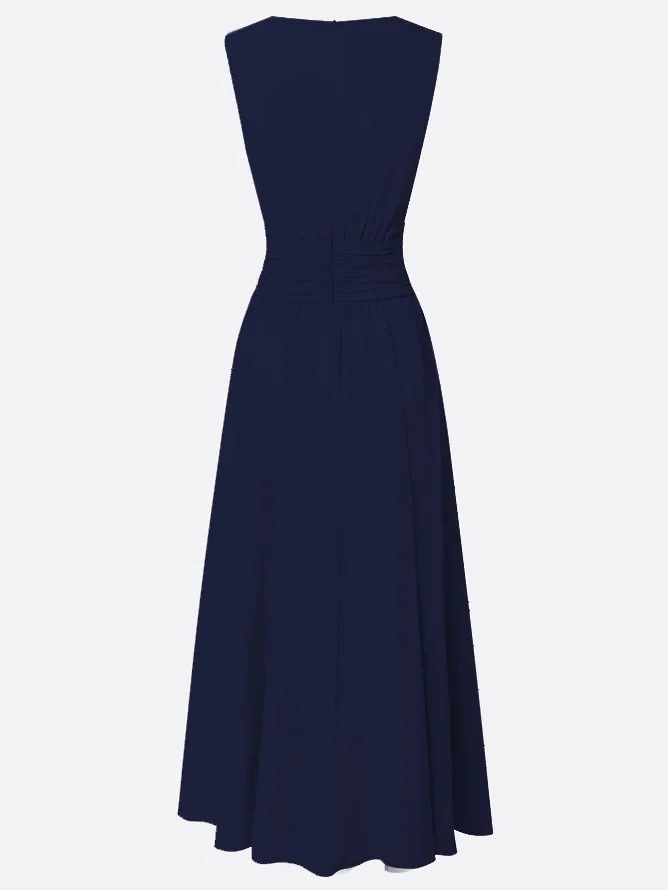 Charlotte | Wedding Guest Sleeveless A-Line Maxi Dress with Ruched Waist