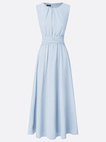 Charlotte | Wedding Guest Sleeveless A-Line Maxi Dress with Ruched Waist