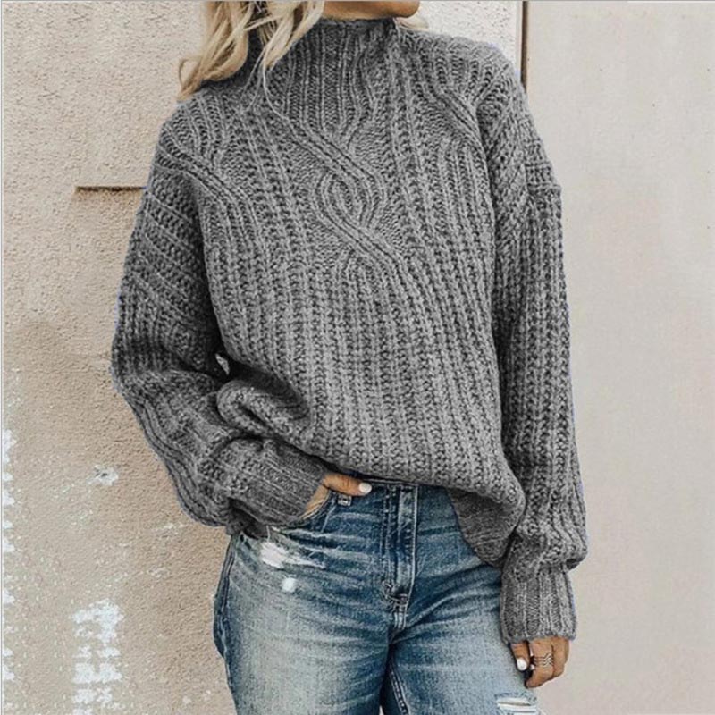 Sandra | Mock Neck Chunky Cable Knit Jumper