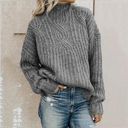 Sandra | Mock Neck Chunky Cable Knit Jumper