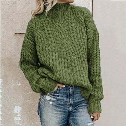 Sandra | Mock Neck Chunky Cable Knit Jumper