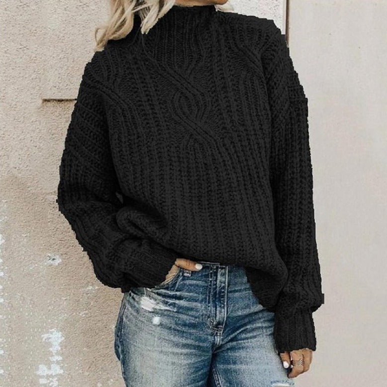 Sandra | Mock Neck Chunky Cable Knit Jumper