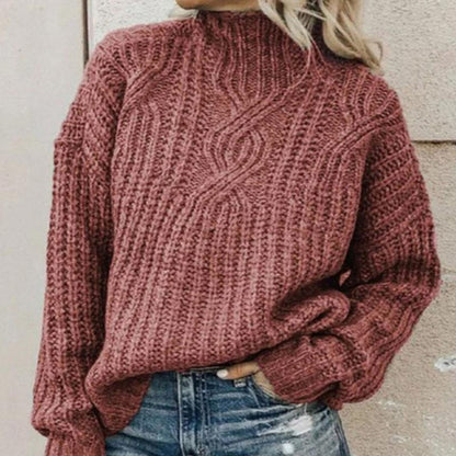 Sandra | Mock Neck Chunky Cable Knit Jumper