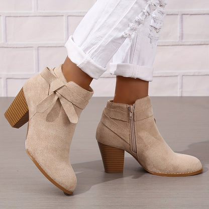 Ludlow | Suede-Look Pointed Toe Ankle Boots with Block Heel