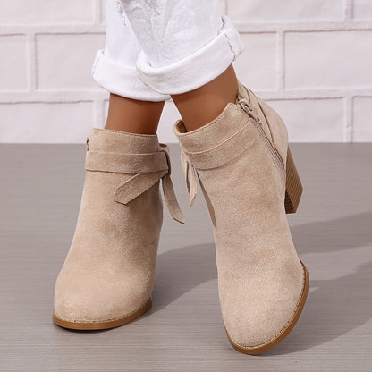 Ludlow | Suede-Look Pointed Toe Ankle Boots with Block Heel