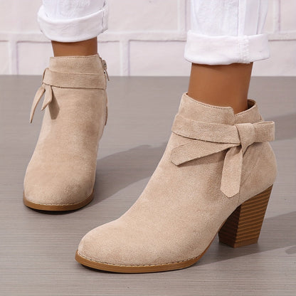 Ludlow | Suede-Look Pointed Toe Ankle Boots with Block Heel