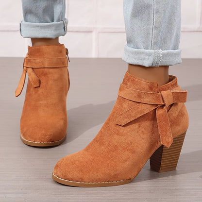Ludlow | Suede-Look Pointed Toe Ankle Boots with Block Heel