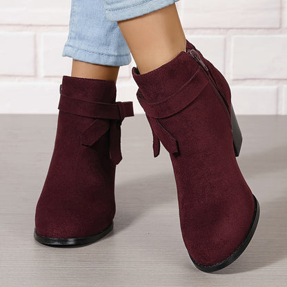 Ludlow | Suede-Look Pointed Toe Ankle Boots with Block Heel