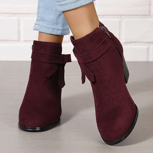 Ludlow | Suede-Look Pointed Toe Ankle Boots with Block Heel