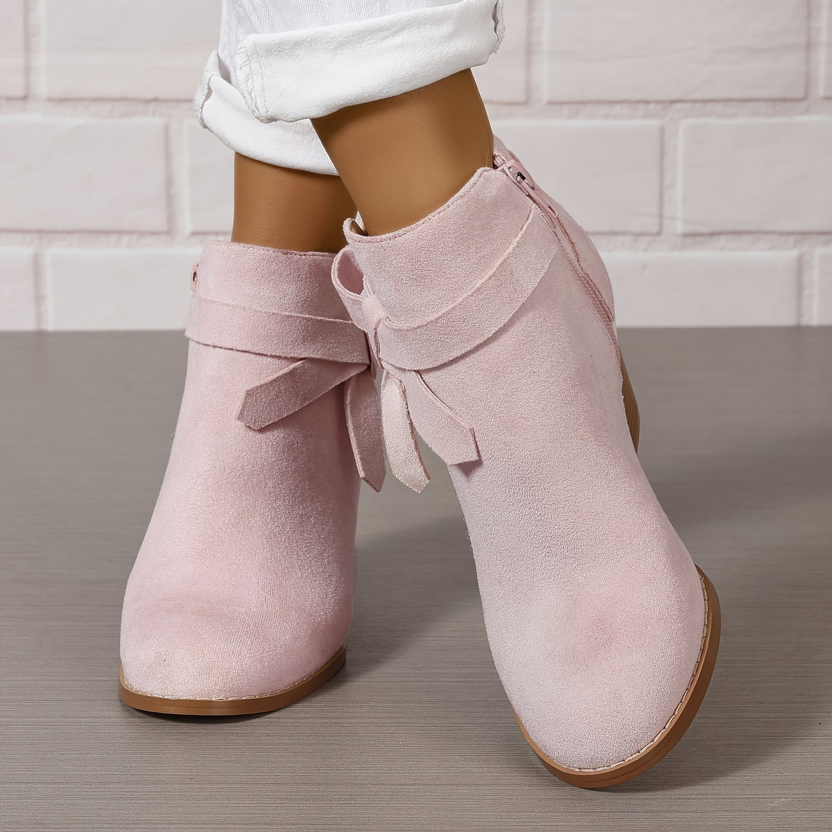 Ludlow | Suede-Look Pointed Toe Ankle Boots with Block Heel