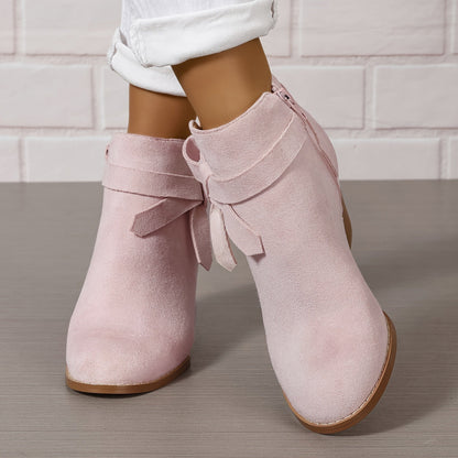 Ludlow | Suede-Look Pointed Toe Ankle Boots with Block Heel