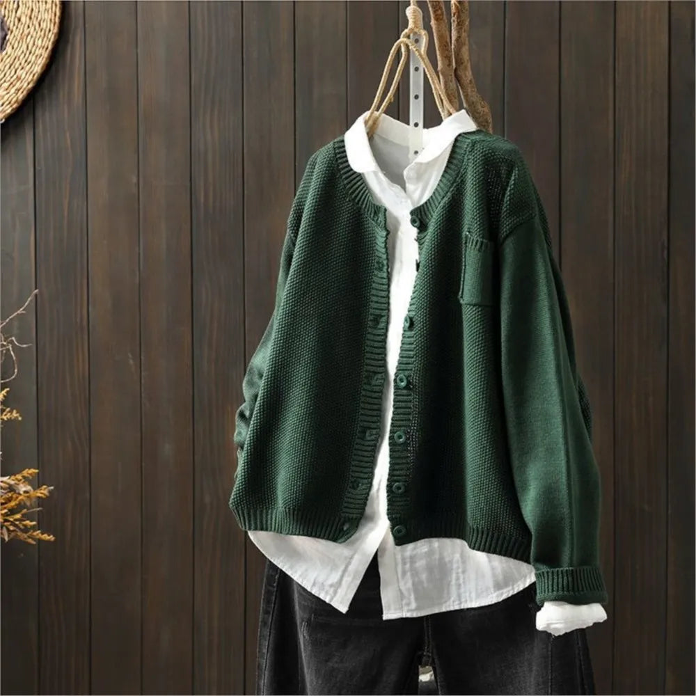 Tilly | Crew Neck Relaxed Knit Cardigan