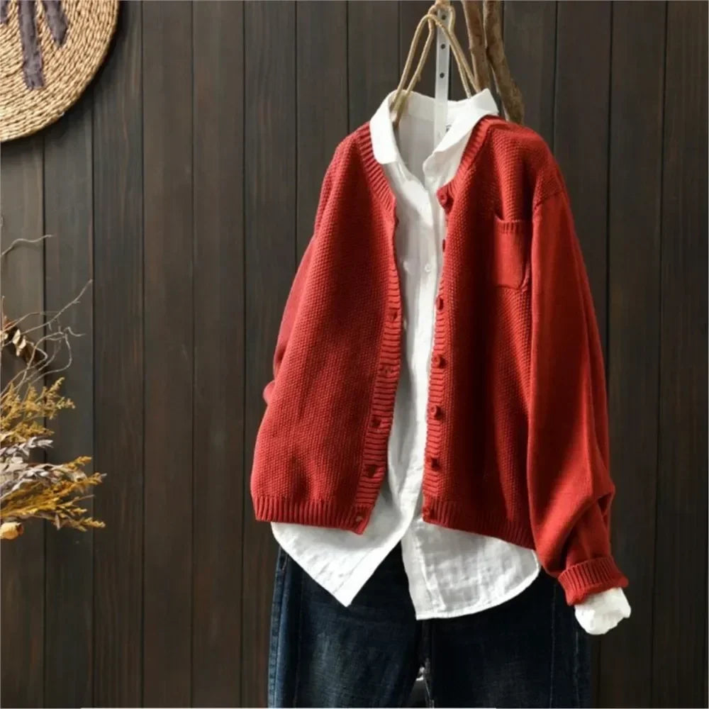Tilly | Crew Neck Relaxed Knit Cardigan
