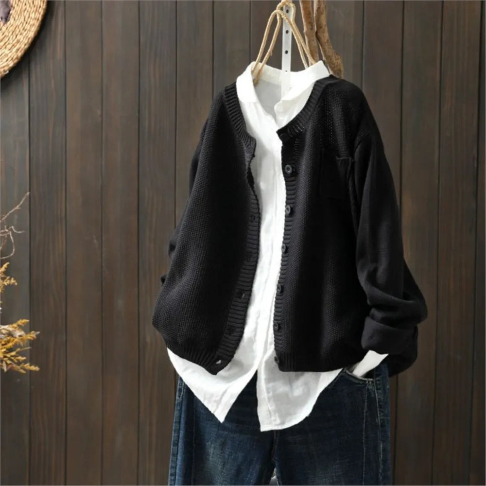 Tilly | Crew Neck Relaxed Knit Cardigan