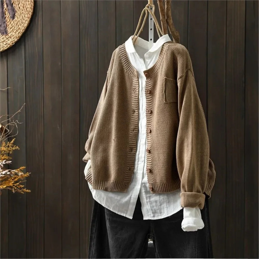 Tilly | Crew Neck Relaxed Knit Cardigan