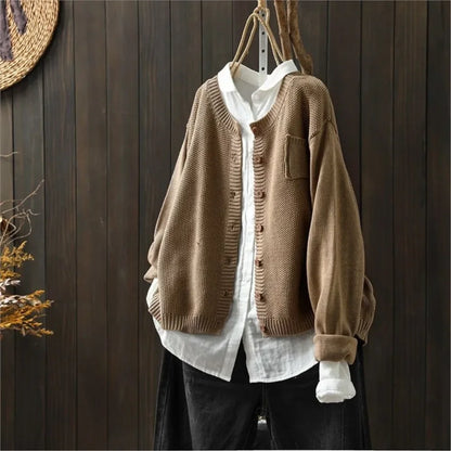Tilly | Crew Neck Relaxed Knit Cardigan